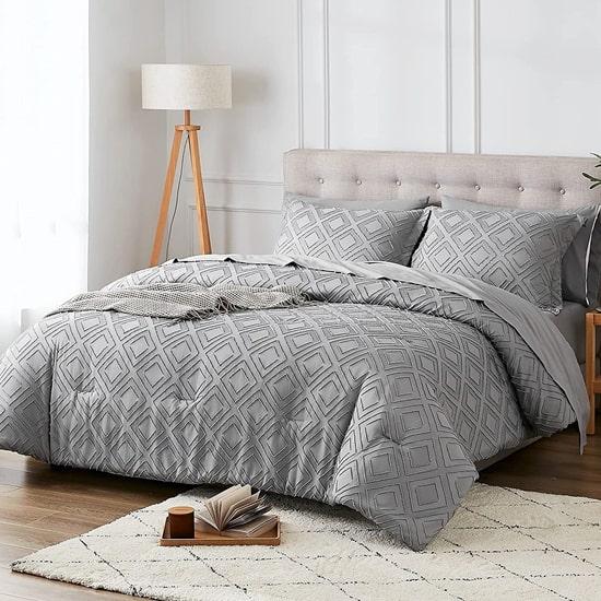 microtex 7 τεμαχίων Luxury Clip Jacquard Comforter Σετ με Shams και Σετ σεντόνια