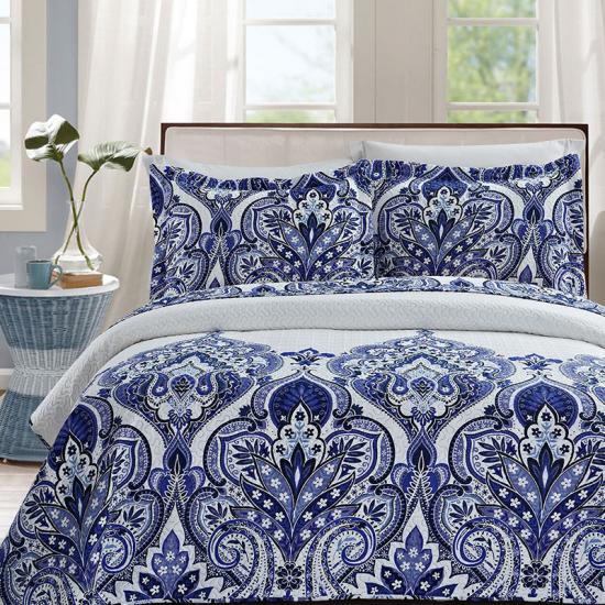 cxmicrotex Μπλε Damask Παπλώματα Pinsonic Καλύμματα Κουβερλί