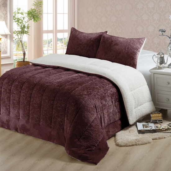 Εκτύπωση Ιταλία Σετ Γούνας Comforter Καπιτονέ κάλυμμα Sherpa