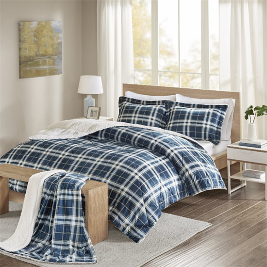 Καρό Σετ Comforter Σετ Κρεβατιού Καπιτονέ Χειμερινή Συλλογή